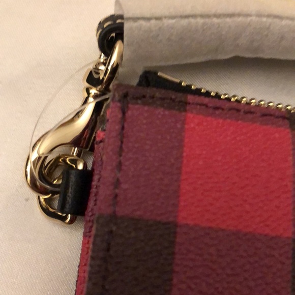 Dooney & Bourke Tucker Folded Zip Wristlet Red & Black Plaid NWT & Box - Picture 6 of 16